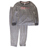Womens Silky Gray Plush Chill Out Pajamas Sleep Set