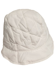 Womens White Quilted Bucket Cap Hat