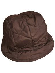 Womens Brown Quilted Bucket Hat Cap