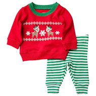 Infant Baby Boys Red Reindeer Sweater & Pants Set Christmas Outfit Size Newborn