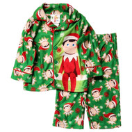 Infant Boys Green Flannel Elf On The Shelf Christmas Holiday Pajamas 12 Months