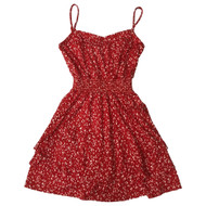 Womens (Junior's) Red Ruffle Polka Dot Sleeveless Fit & Flare Sun Dress