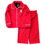 Toddler Boys Red Button Front Fleece Snowman Christmas Holiday Pajamas