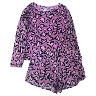 Womens Purple Fleece Leopard Print Pajamas Top & Shorts Sleep Set