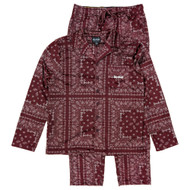 Dogg Supply by Snoop Dogg Mens Burgundy Paisley Microfleece Pajama Set