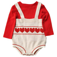 Infant Baby Boys Red Tee Shirt & Heart Romper Pants Set Outfit