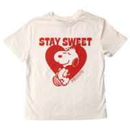 Peanuts Boys Short Sleeve Off White Stay Sweet Snoopy T-Shirt Tee