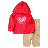 Infant & Toddler Boys Red Valentine Love Outfit Sweatshirt & Pants Set