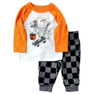 Infant & Toddler Boys Orange Dinosaur Halloween Outfit Shirt & Sweatpants