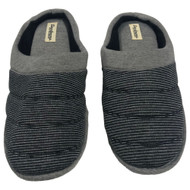 Dearfoams Mens Gray & Black Striped Slippers House Shoes Large 11-12