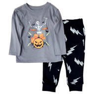 Infant & Toddler Boys Gray Skeleton Halloween Outfit Sweatshirt & Pants Set