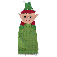Christmas Santa's Elf Kitchen Towel Set with Hanger, 2 Holiday Dish Towels