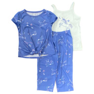 Carters Toddler Girls Blue Unicorn 3 Piece Pajamas Sleep Set 2T