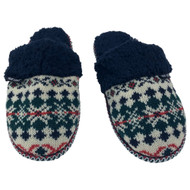 Muk Luks Womens Blue Geometric Print Slippers Sherpa Scuffs
