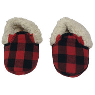 Infant Boys & Girls Red & Black Buffalo Plaid Sherpa Slippers