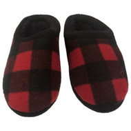 Cuddl Duds Boys Red & Black Buffalo Plaid Slippers House Shoes Scuffs
