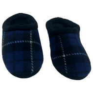 Cuddl Duds Boys Blue & Black Buffalo Plaid Slippers House Shoes Scuffs