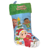Plush Green & Blue Cocomelon Friends Seasons Greetings Christmas Stocking