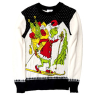 Boys White & Black Santa Grinch Christmas Holiday Sweater Size Small