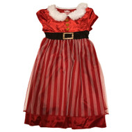 Girls Red Stripe Mrs Santa Christmas Nightgown
