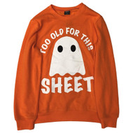 Womens Funny Orange Ghost Themed Halloween Sweatshirt Sweat Shirt Small