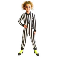 Hyde & Eek Girls Black & White Striped Jumpsuit Halloween Costume