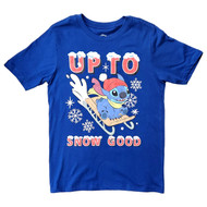 Disney Boys Blue Christmas Stitch Snow Good Tee T-Shirt Medium 8