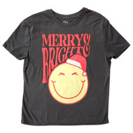 Boys Gray Santa Hat Smile Face Christmas Holiday Tee T-Shirt