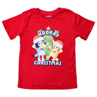 Boys & Girl Red Short Sleeve Bluey & Bingo Christmas T-Shirt Tee