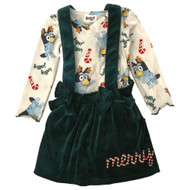 Infant & Toddler Girls Green Velvet Bluey Christmas Dress 2pc Jumper Set