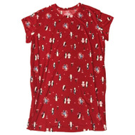 Womens Red Christmas Penguin Themed Holiday Nightgown Sleepshirt 2X-3X