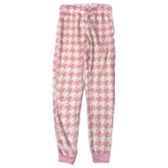 Womens Plush Pink Puzzle Piece Joggers Sleep Pants Pajama Bottoms