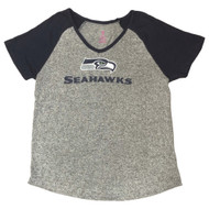 Womens Soft Gray Seattle Seahawks Football V-Neck Tee Shirt T-Shirt