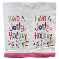 Merry Christmas Jolly Holiday Kitchen Towel Set, 2 Cotton Dish Towels