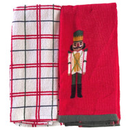Christmas Plaid Nutcracker Kitchen Towel Set, 2 Terry Dish Towels