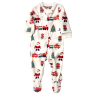 Carters Infant Boys White Santa & Train Christmas Footie Sleeper Pajamas