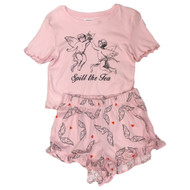 Womens Pink Cupid Spill Tea Angel Pajamas Shorts & Top Sleep Set