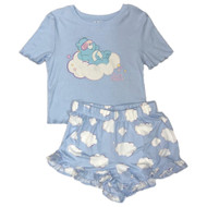 Womens Blue Care Bears Pajamas Shorts & Top Sleep Set