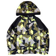 Boys Green Geometric Camo Print Pullover Hoodie Sweatshirt