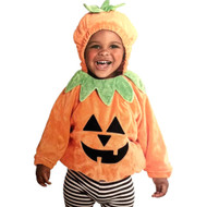 Infant Toddler Girls Plush Pumpkin Hooded Pullover Halloween Costume