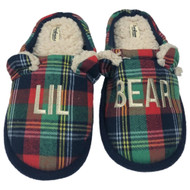 Dearfoams Boys Red & Green Plaid Lil Bear Christmas Holiday Slippers