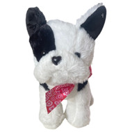 Plush Fuzzy Black & White Standing 11" Puppy Dog Stuffed Animal Pal