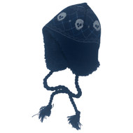 Boys Blue & Gray Skull Print Trapper Hat Sherpa Lined