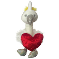Celebrate Valentine's Day White Flamingo with Red Heart 16" Plush Stuffed Animal