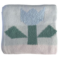 Floral Sweater Knit Throw Blanket with Pastel Tulips, Soft & Cozy Warm 48"x58"