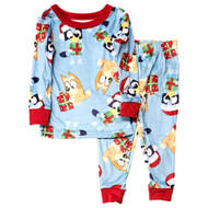 Boys 2-Piece Bluey & Bingo Blue Christmas Top & Pants Pajama Set Size 4