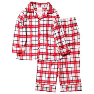 Infant & Toddler Boys White & Red Plaid Flannel 2 Piece Pajama Set