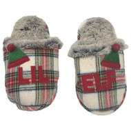 Toddler Boys & Girls Plaid Lil Elf Christmas Holiday Slippers