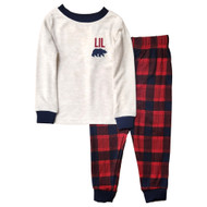 Dearfoams Toddler Boys & Girls Lil Bear Shirt & Plaid Pants Pajama Set