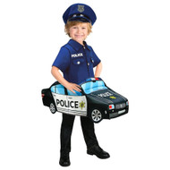 Toddler Boy Cop Car Police Man Step-In Overlay Costume & Hat 3T-4T